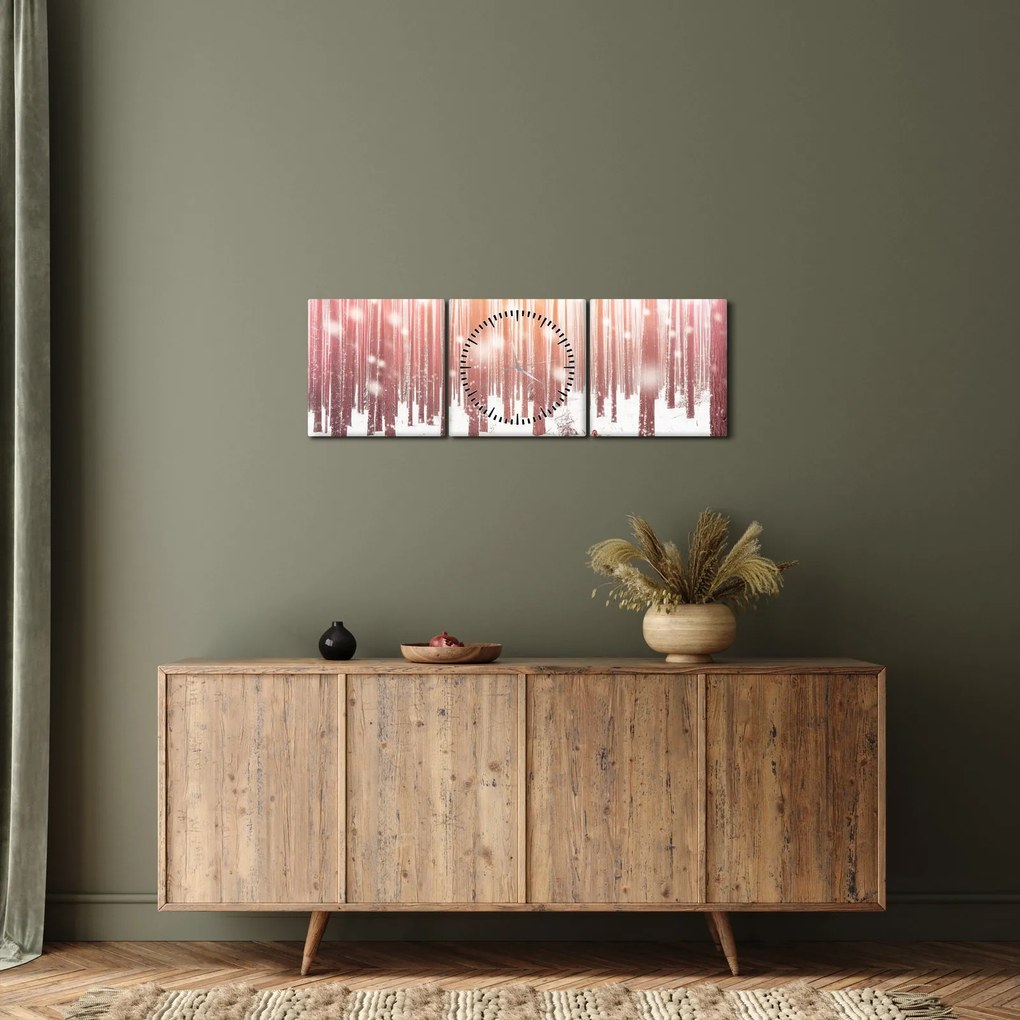 Tablou - Zebra în pădurea înzăpezită (cu ceas) (90x30 cm)