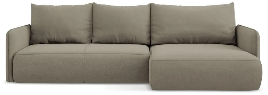 Colțar bej extensibil/cu spațiu de depozitare (cu colț pe partea dreaptă) Nanea – Makamii