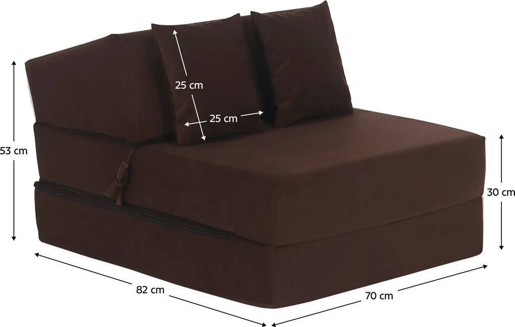Saltea pliabilă/fotoliu extensibil, 2 in 1, maro, PELOS
