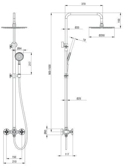 Deante NAC_N4QT - Set de duș cu baterie TEMISTO, negru