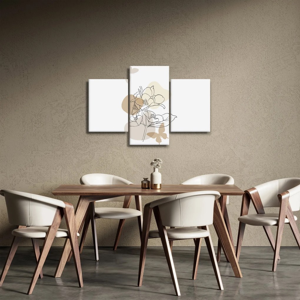 Tablou - Flori bej cu fluture N⁰1 (90x60 cm)