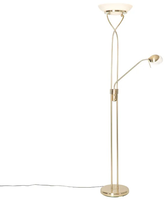 Lampă de podea alamă, incl. LED și dimmer cu lampă de citit - Empoli