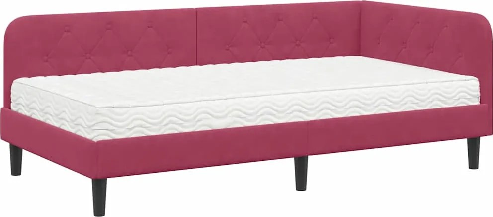 vidaXL Cadru de pat colțar Roșu Vin 90 x 190 cm Catifea