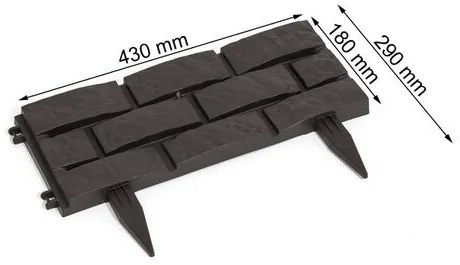 Palisadă - bordură de grădină, gri, 2,2 m