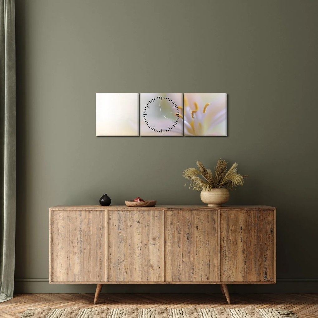 Tablou - Floare fragedă (cu ceas) (90x30 cm)
