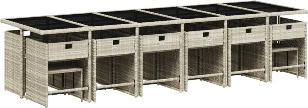 vidaXL Set mobilier de grădină cu perne 17 piese gri deschis poliratan