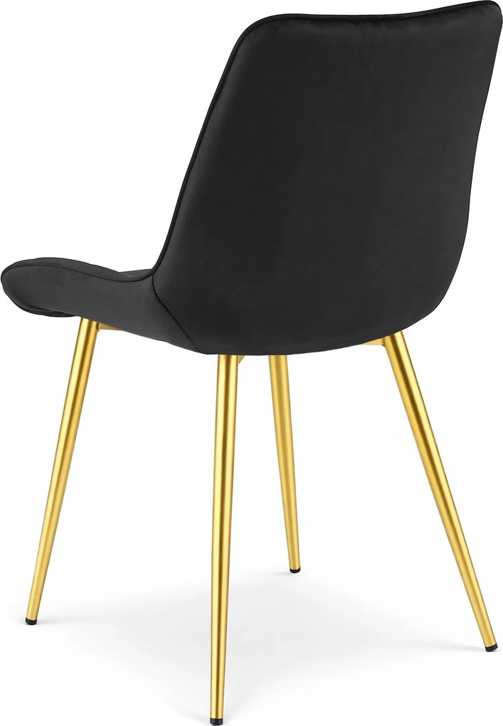 OFERTA Scaun de catifea neagra BERA cu picioare aurii II. calitate