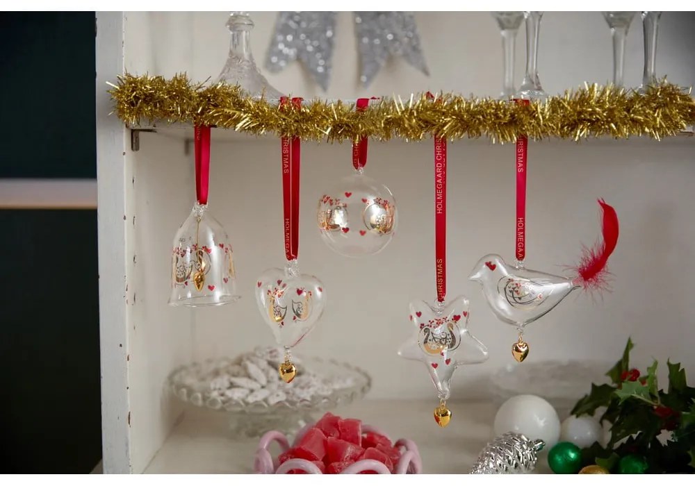 Ornament de Crăciun suflat manual din sticlă ø 5,5 cm Ann-Sofi Romme Annual Christmas Bell 2025 – Holmegaard