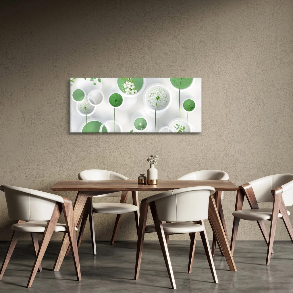 Tablou - Flori în cercuri (120x50 cm)