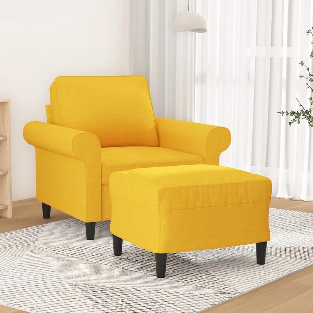 3153648 vidaXL Fotoliu canapea cu taburet, galben deschis, 60 cm, textil