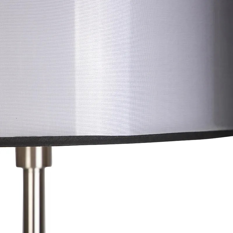 Lampă de podea de design din oțel cu abajur negru și alb 47 cm - Simplo