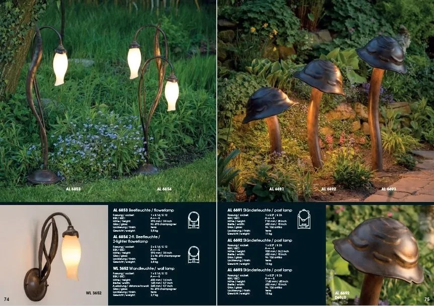 Lampa iluminat exterior din fier forjat design ciuperca AL 6691, 71cm