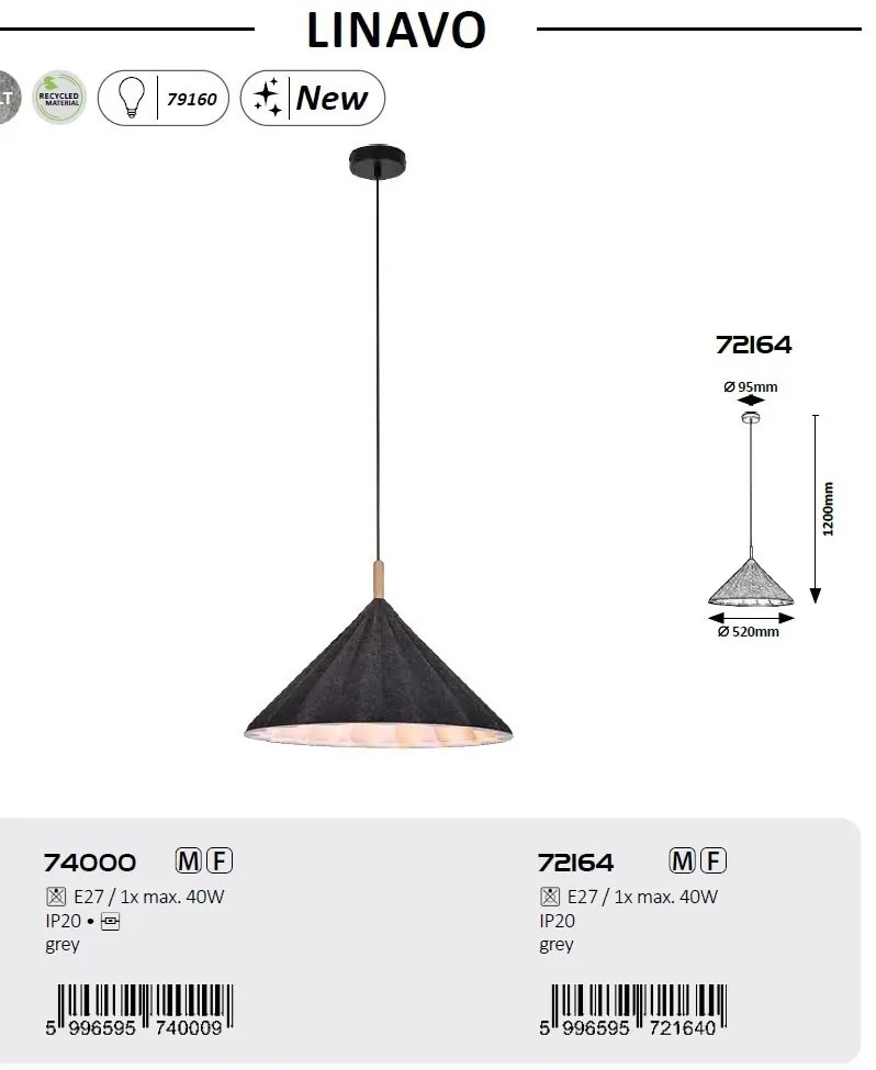 Lustra suspendata din material ecologic Linavo D-52cm