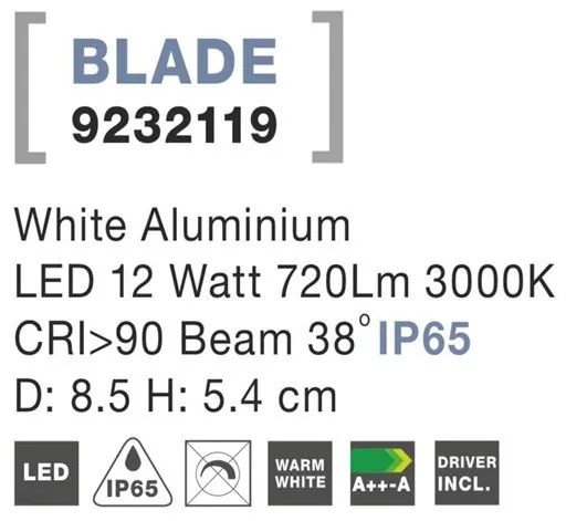 Spot LED incastrabil de exterior IP65 BLADE alb 8,5cm NVL-9232119