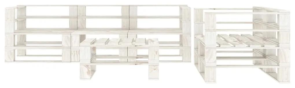 3052181 vidaXL Set mobilier de grădină din paleți, 6 piese, alb, lemn