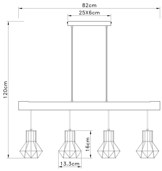 Lustră pe cablu PRISKA 4xE27/40W/230V Globo 54017-4H3