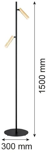Lampadar TORRE 2xG9/6W/230V negru/alamă Argon 7083