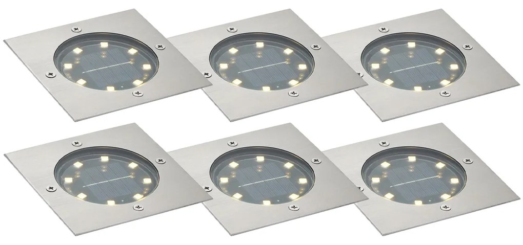 Set de 6 spoturi de sol din aluminiu pătrate, inclusiv LED IP65 Solar - Terry