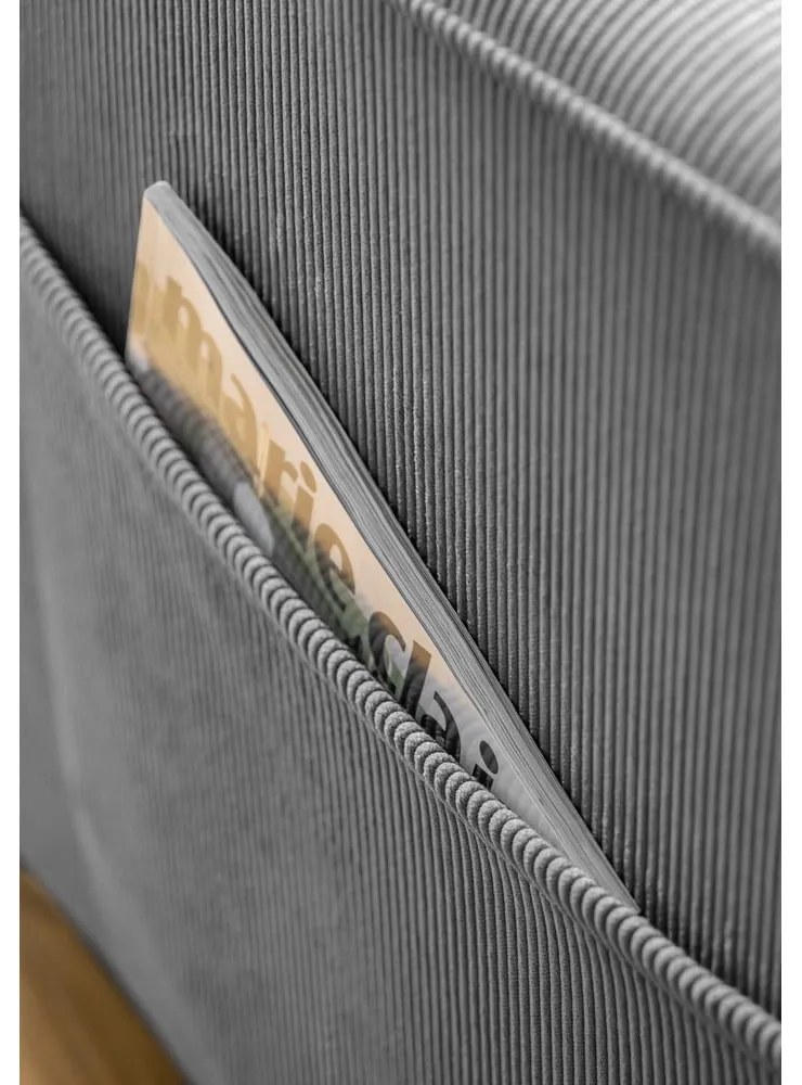 Fotoliu gri cu tapițerie din catifea reiată Lofty Lilly – Miuform