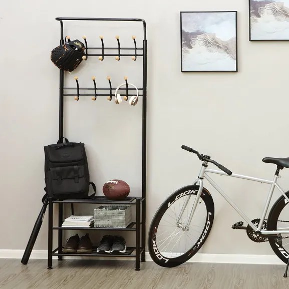 Cuier Iron 1, Negru, 68.8 x 35.2 x 187 cm