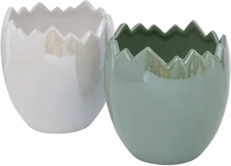 Ghiveci din ceramica Enya Verde / Alb, Modele Asortate, Ø12xH12 cm