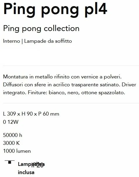 Plafoniera LED design minimalist Ping pong pl4 alama