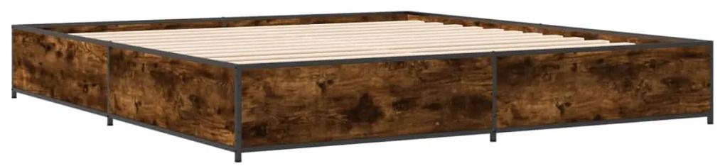 3279834 vidaXL Cadru de pat, stejar fumuriu 160x200 cm lemn prelucrat și metal