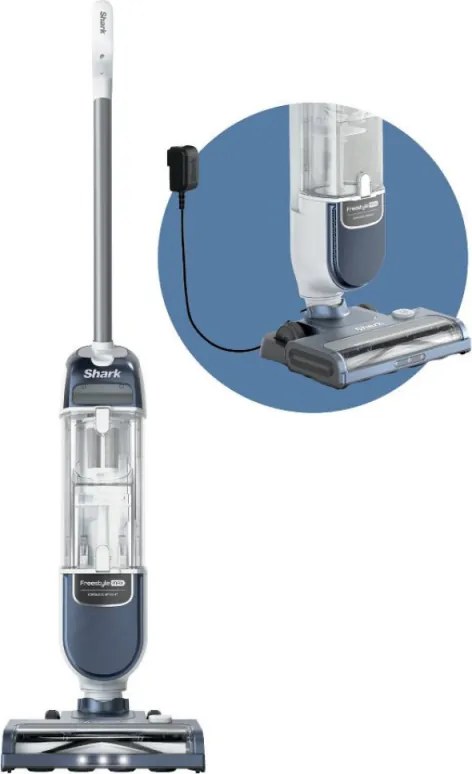 Aspirator vertical fara fir Shark Freestyle Max SV2002, 30 W, 0,7 l, 20 min, 2 viteze, 2 trepte, Lumini LED, Statie de incarcare, Albastru