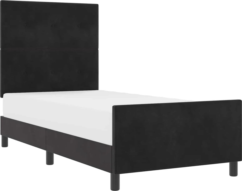 vidaXL Pat cu arcuri cu headboard Negru 80 x 200 cm Catifea