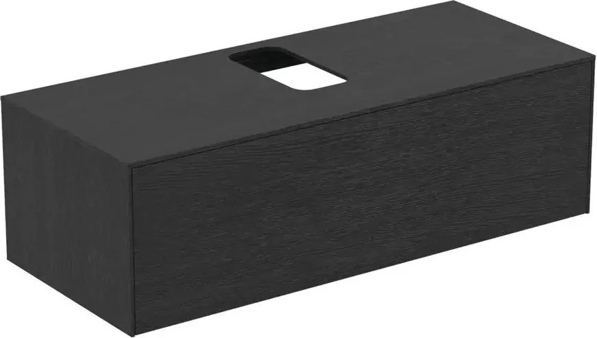Dulap baza suspendat Ideal Standard Atelier Conca finisaj stejar inchis 1 sertar si blat cu decupaj central 120 cm