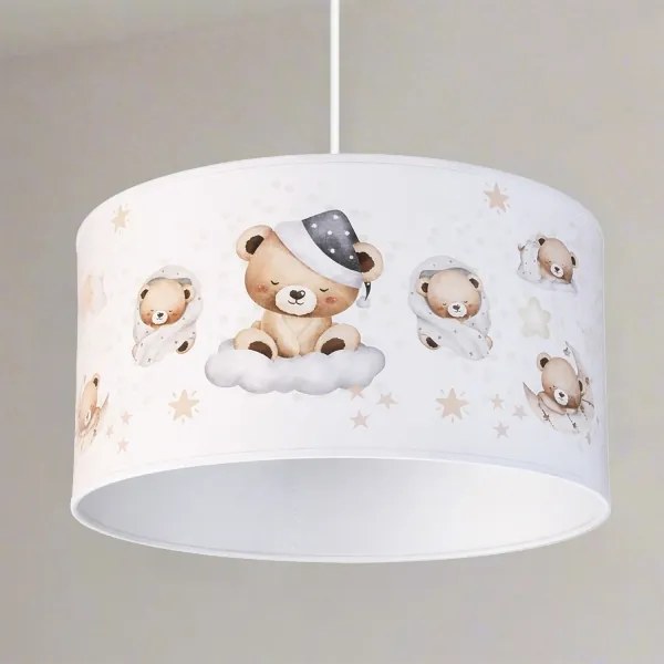 BRILAGI - Lustră LED suspendată pe cablu pentru copii BOBO, 1xE27/60W/230V, diametru 35 cm, alb/cu ursuleți