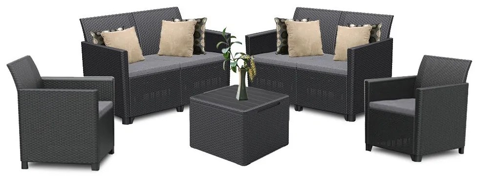 Set mobilier de grădină Claire cu 6 locuri, grafit