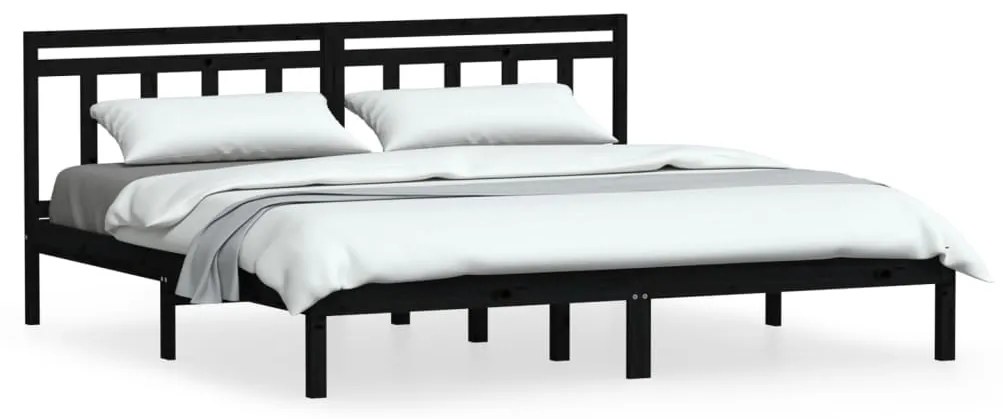 3100608 vidaXL Cadru de pat Super King 6FT, negru, 180x200 cm, lemn masiv