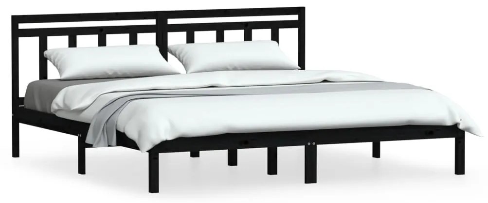3100608 vidaXL Cadru de pat Super King, negru, 180x200 cm, lemn masiv