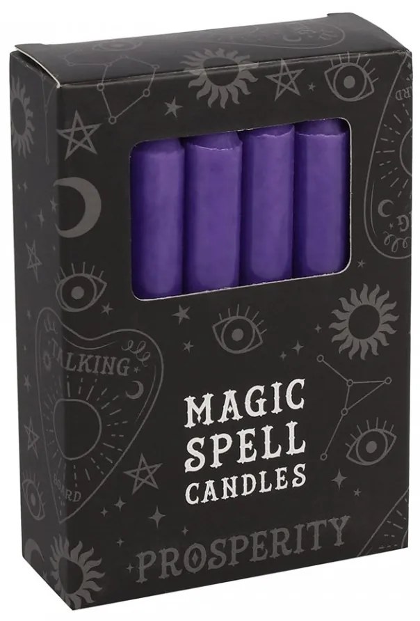 Set 12 lumanari violet pentru ritualuri de prosperitate si putere, 10x1 cm