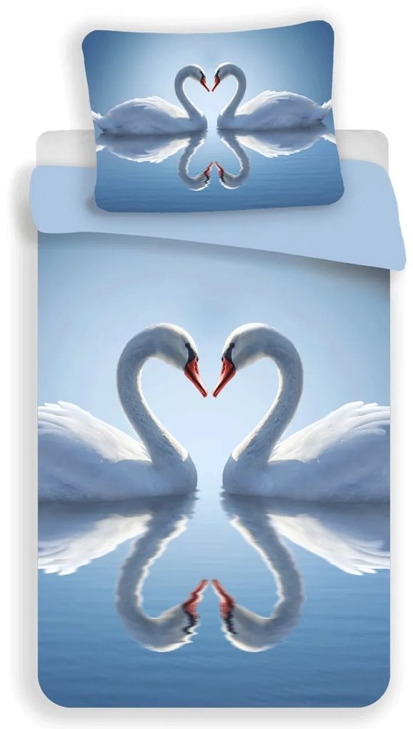 Lenjerie de pat din microfibra 3D SWAN, albastru Dimensiune lenjerie de pat: 70 x 90 cm | 140 x 200 cm