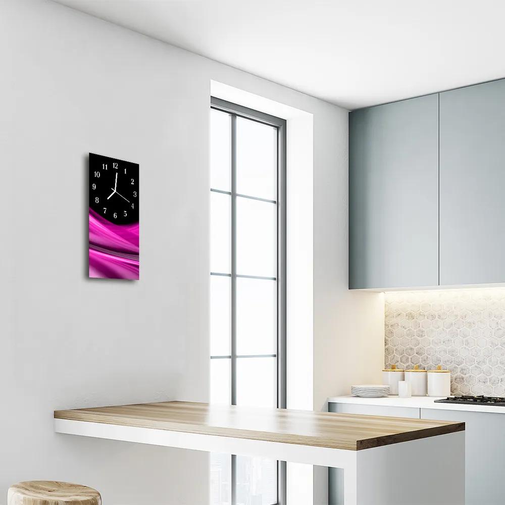 Ceas de perete din sticla vertical Arta abstractizare linii roz