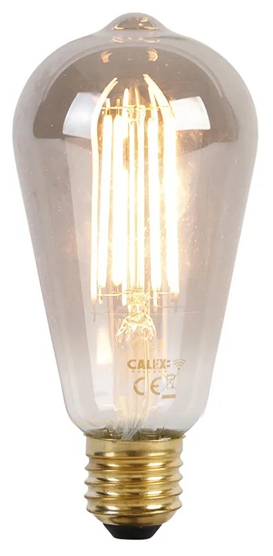 Lampă suspendată inteligentă neagră cu sticlă fumurie 30 cm incl. Wifi ST64 - Pallon