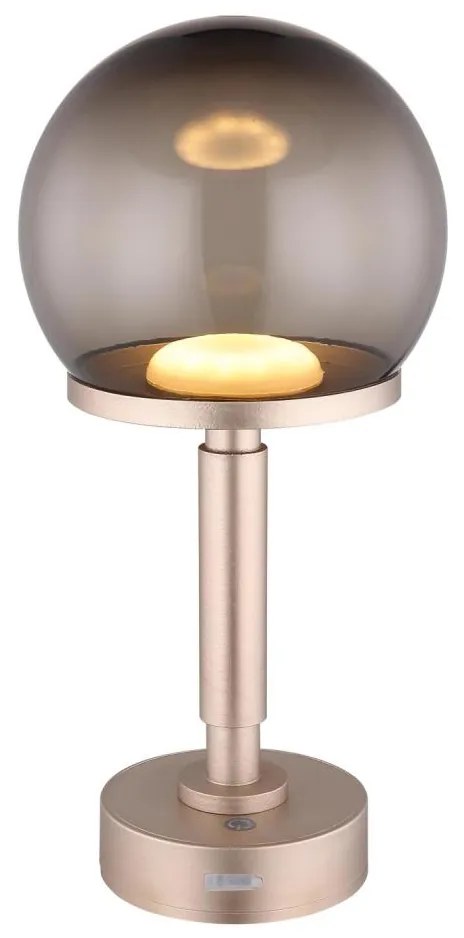 Lampă LED tactilă reîncărcabilă de masă Globo 21034CH HAKU LED/2,5W/5V 2700/4000/6500K roz-auriu
