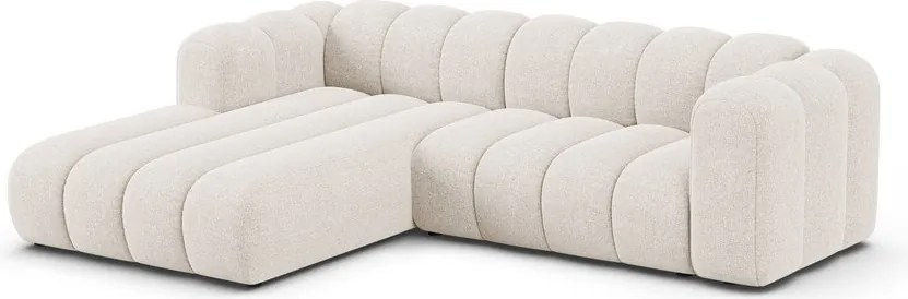 Colțar crem cu tapițerie din chenille (cu colț pe partea stângă/cu șezlong) Lupine – Micadoni