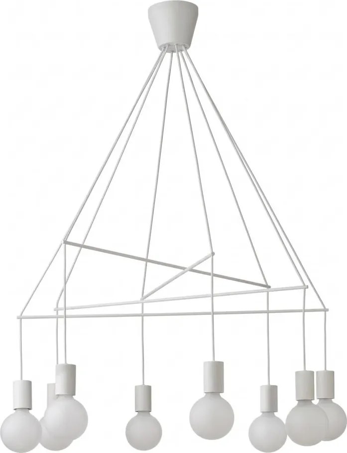 Redo 01-1564 - Lustra suspendată pe cablu MIKADO 8xE27/42W/230V Ø 82 cm alb