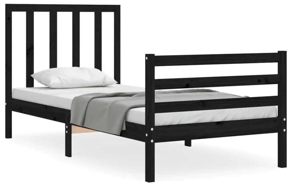 3193785 vidaXL Cadru de pat cu tăblie, negru, 100x200 cm, lemn masiv
