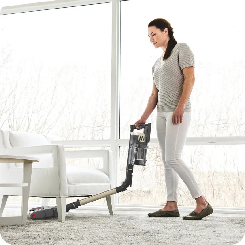 Aspirator vertical Shark Stratos True Pet Flexology IZ400EUT, 309W, 0.7L, 60 min autonomie, Clean Sense IQ, Pet Pro, LED, Powerfins, Gri inchis/Crem