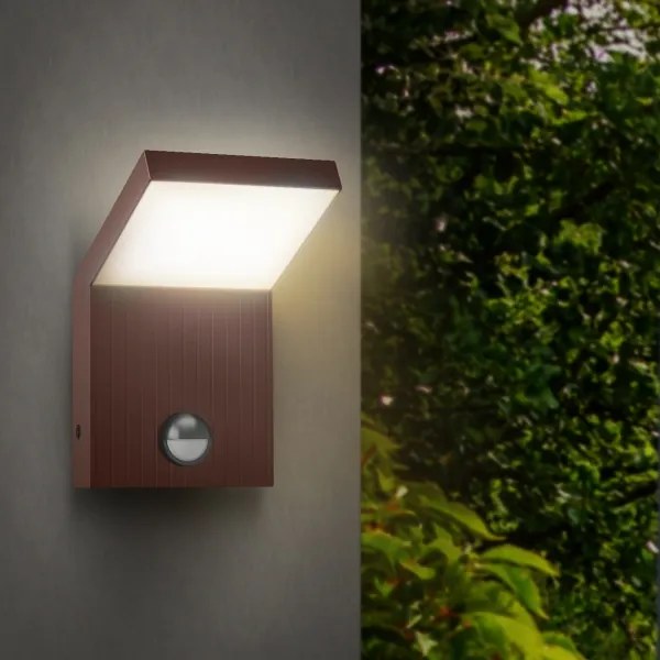Brilagi -LED Aplică de exterior cu senzor RIANO LED/8W/230V maro IP65