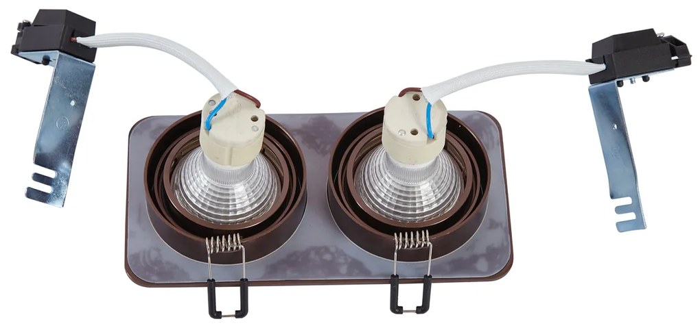 Spot încastrat rotunjit bronz închis GU10 50mm rotativ și înclinabil IP44 2 lumini - Alberto