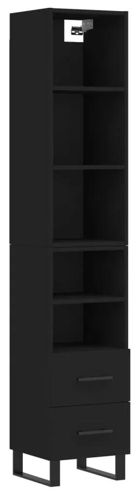 3189790 vidaXL Dulap înalt, negru, 34,5x34x180 cm, lemn prelucrat