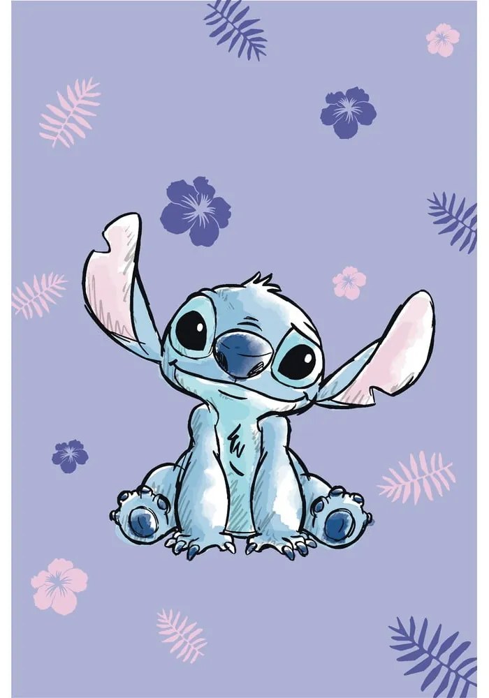 Pătură pentru copii mov din microflanel 100x150 cm Lilo and Stitch – Jerry Fabrics