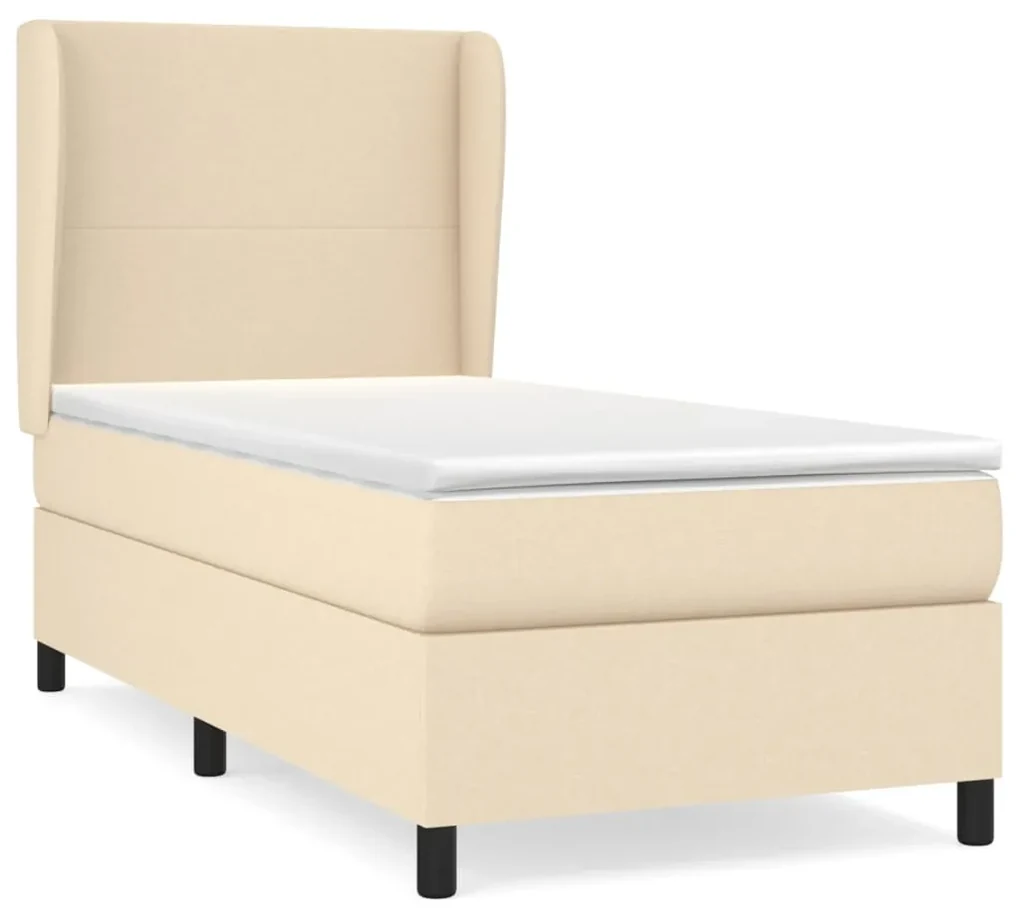 3127786 vidaXL Pat box spring cu saltea, crem, 100x200 cm, textil
