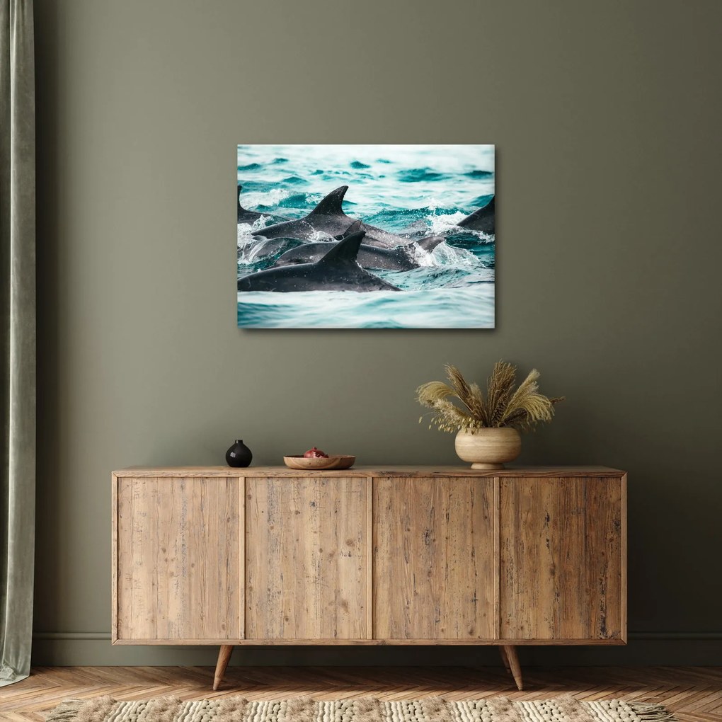 Tablou - Delfini în ocean (70x50 cm)