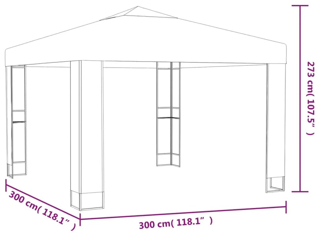 Pavilion cu acoperis dublu, gri taupe, 3 x 3 x 2,7 m, 180 g m   Gri taupe, 3 x 3 m